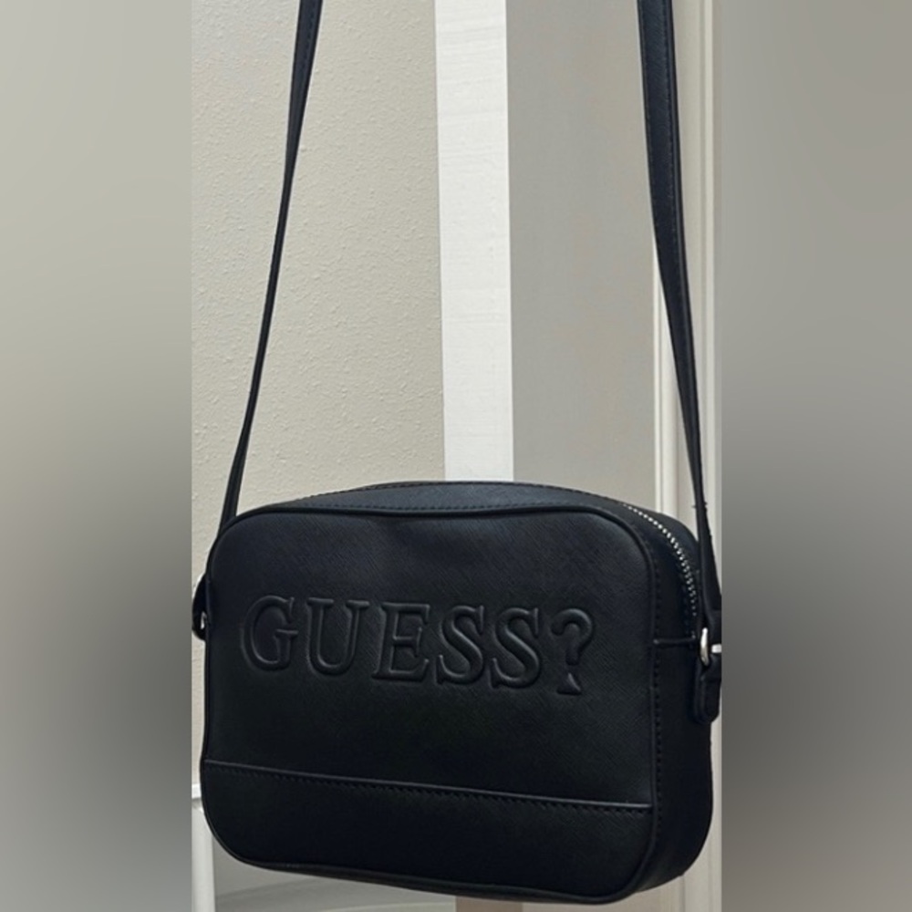 Guess Black Embossed Logo Crossbody Bag